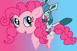 Size: 1024x679 | Tagged: safe, artist:princessofdestiny114, pinkie pie, earth pony, pony, crossover, glaceon, pokémon