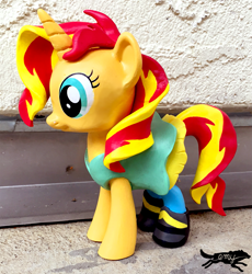 Size: 1343x1459 | Tagged: safe, artist:lostinthetrees, sunset shimmer, pony, clothes, craft, equestria girls outfit, figure, irl, photo, ponified, solo