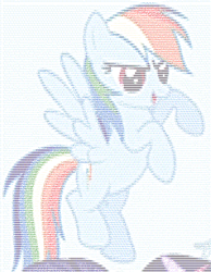 Size: 3400x4391 | Tagged: safe, artist:qeinone, derpibooru import, rainbow dash, pegasus, pony, ascii, female, flying, mare