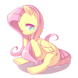 Size: 944x944 | Tagged: safe, artist:blueberry, fluttershy, pegasus, pony, cute, pixiv, shyabetes, solo