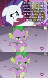 Size: 587x960 | Tagged: safe, screencap, rarity, spike, trenderhoof, dragon, pony, unicorn, simple ways, aside glance, comic, crying, fourth wall, irony, looking at you, makeup, running makeup, sideways glance, unamused