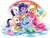 Size: 2500x1900 | Tagged: safe, artist:ryuu, derpibooru import, applejack, fluttershy, pinkie pie, rainbow dash, rarity, tank, twilight sparkle, twilight sparkle (alicorn), alicorn, earth pony, pegasus, pony, tortoise, unicorn, balloon, birthday, cowboy hat, female, flower, glowing horn, happy birthday, hat, levitation, magic, magic aura, male, mane six, mare, rainbow, rainbow dash day, rainbow dash gets all the mares, rainbow dash's birthday, telekinesis