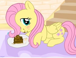 Size: 917x698 | Tagged: safe, edit, fluttershy, pegasus, pony, cake, female, mare, solo