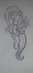 Size: 1978x4288 | Tagged: safe, artist:blindfaith-boo, fluttershy, pegasus, pony, sketch, solo, traditional art