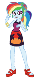 Size: 488x996 | Tagged: safe, artist:smurfettyblue, derpibooru exclusive, derpibooru import, rainbow dash, better together, equestria girls, spring breakdown, :p, clothes, dress, sandals, simple background, solo, tongue out, trace