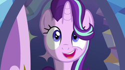 Size: 1280x720 | Tagged: safe, screencap, starlight glimmer, pony, unicorn, uncommon bond, faic, female, mare, open mouth, smiling, solo