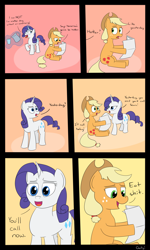 Size: 1500x2500 | Tagged: safe, artist:rapidstrike, applejack, rarity, earth pony, pony, unicorn, comic, commercial, parody, sears, vulgar