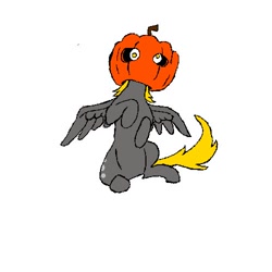 Size: 500x500 | Tagged: safe, artist:eggrole7, derpy hooves, pegasus, pony, derpy pumpkinhead, female, halloween, holiday, jack-o-lantern, mare, pumpkin, simple background, sitting, solo