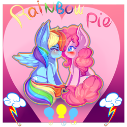 Size: 1000x1000 | Tagged: safe, artist:karsismf97, derpibooru import, pinkie pie, rainbow dash, earth pony, pegasus, pony, female, lesbian, pinkiedash, shipping