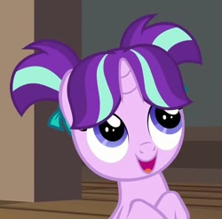 Size: 724x715 | Tagged: safe, screencap, starlight glimmer, pony, unicorn, uncommon bond, age regression, cute, female, filly, filly starlight glimmer, glimmerbetes, open mouth, smiling, younger