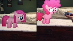 Size: 1920x1080 | Tagged: safe, artist:mr-kennedy92, pinkie pie, human, bed, calendar, filly, hand, happy, irl, photo, pinkamena diane pie, ponies in real life, present, sad, vector