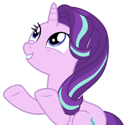 Size: 2859x2822 | Tagged: safe, artist:sketchmcreations, starlight glimmer, pony, unicorn, uncommon bond, cute, female, glimmerbetes, looking up, mare, raised hoof, simple background, smiling, transparent background, vector