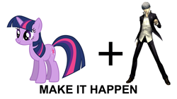 Size: 1600x900 | Tagged: safe, derpibooru import, twilight sparkle, exploitable meme, make it happen, meme, narukami yu, persona, persona 4