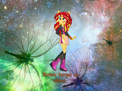 Size: 1600x1199 | Tagged: safe, artist:riofluttershy, artist:theshadowstone, sunset shimmer, equestria girls, boots, clothes, high heel boots, high heels, jacket, leather jacket, motivational, shiny, skirt, solo