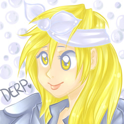 Size: 600x600 | Tagged: safe, artist:nynjakat, derpy hooves, human, humanized, solo