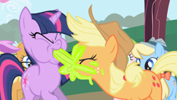 Size: 1280x720 | Tagged: safe, artist:mt, edit, screencap, applejack, twilight sparkle, earth pony, pony, vomit