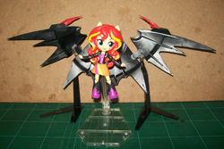 Size: 1270x850 | Tagged: safe, sunset shimmer, equestria girls, bat wings, clothes, deathscythe hell custom, doll, endless waltz, equestria girls minis, eqventures of the minis, gundam wing, irl, photo, skirt, solo, toy