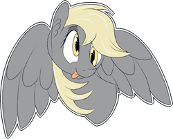 Size: 997x800 | Tagged: safe, artist:tlatophat, derpy hooves, pegasus, pony, :p, derp, female, mare, smiling, solo, spread wings, tongue out