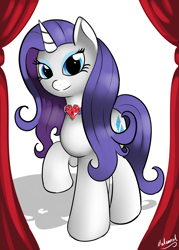 Size: 2000x2800 | Tagged: safe, artist:malamol, rarity, pony, unicorn, female, fire ruby, mare, purple mane, solo, white coat