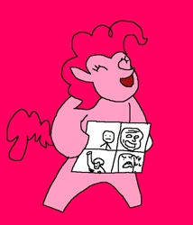 Size: 604x707 | Tagged: safe, artist:pewdie-pinkiepie, pinkie pie, earth pony, pony, 1000 hours in ms paint, laughing, meme, ms paint, rage comic, solo, trollface, wat