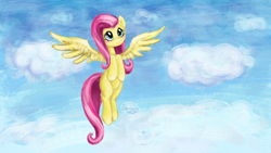 Size: 4000x2250 | Tagged: safe, artist:shaadorian, fluttershy, pegasus, pony, female, flying, mare, solo