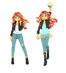 Size: 787x865 | Tagged: safe, artist:m.y., sunset shimmer, equestria girls, friendship games, alternate costumes, magic capture device, pixiv, self paradox, solo, transformation, transformation sequence