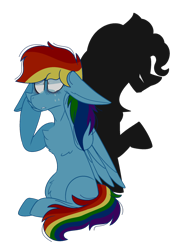 Size: 1024x1359 | Tagged: safe, artist:bezziie, derpibooru import, rainbow dash, pegasus, pony, fanfic:rocket to insanity, chest fluff, crying, fanfic, fanfic art, shadow, simple background, solo, transparent background