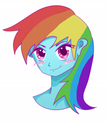 Size: 1810x2080 | Tagged: safe, artist:fax0nat, derpibooru import, rainbow dash, human, equestria girls, blushing, bust, humanized, pony coloring, smiling, smirk, solo