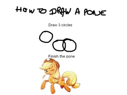 Size: 800x600 | Tagged: safe, artist:combonicko, applejack, earth pony, pony, first you draw a circle, grin, how to draw an owl meme, mouth hold, pone, smiling, solo, straw in mouth, tutorial, wink