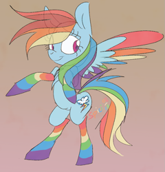 Size: 757x789 | Tagged: safe, artist:spicipeno, derpibooru import, rainbow dash, pegasus, pony, clothes, colored, rainbow socks, socks, solo, striped socks