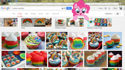 Size: 1024x576 | Tagged: safe, pinkie pie, earth pony, pony, cupcake, food, fourth wall, google, google chrome, google search, photo, rainbow cupcake, windows