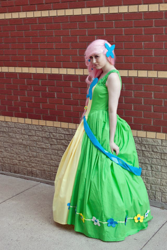 Size: 640x960 | Tagged: safe, artist:chocolattemilk, artist:christopher stewart, fluttershy, human, clothes, cosplay, dress, gala dress, irl, irl human, photo, solo