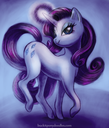 Size: 850x1000 | Tagged: safe, artist:1trick, artist:buckitponydoodles, rarity, pony, unicorn, bedroom eyes, glowing horn, horn, solo