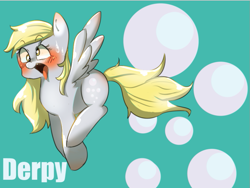 Size: 817x614 | Tagged: safe, artist:misocha, derpy hooves, pegasus, pony, blushing, female, mare, pixiv, silly, solo