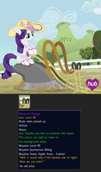 Size: 500x845 | Tagged: safe, rarity, pony, unicorn, simple ways, parody, plow, rhinestone rarihick, text, warcraft, world of warcraft