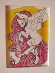 Size: 526x701 | Tagged: safe, artist:casynuf, fluttershy, pegasus, pony, decoration, photo, solo, traditional art