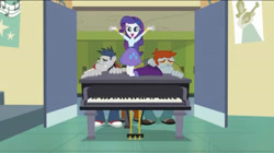 Size: 1024x575 | Tagged: safe, screencap, diamond dudes, fido, rarity, rover, spot, diamond dog, equestria girls, player piano, rainbow rocks, grand entrance