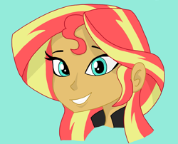 Size: 2067x1668 | Tagged: safe, artist:iyoungsavage, sunset shimmer, equestria girls, bust, female, simple background, smiling, solo