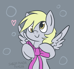 Size: 663x613 | Tagged: safe, artist:saber-panda, derpy hooves, pegasus, pony, cute, derpabetes, female, mare, ribbon, solo