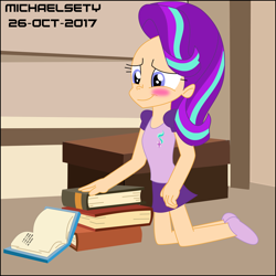 Size: 3500x3500 | Tagged: safe, artist:michaelsety, starlight glimmer, human, uncommon bond, blushing, book, humanized, scene interpretation