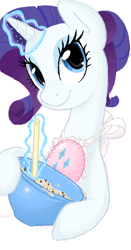 Size: 246x471 | Tagged: artist needed, safe, rarity, pony, unicorn, apron, clothes, cookie dough, cooking, magic, solo