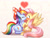 Size: 1600x1200 | Tagged: safe, artist:phoenixperegrine, derpibooru import, fluttershy, rainbow dash, pegasus, pony, blushing, bow, cute, dashabetes, eyes closed, female, flutterdash, hair bow, heart, kissing, lesbian, mare, shipping, shyabetes, sitting, spread wings, surprise kiss, surprised, wingboner, wings