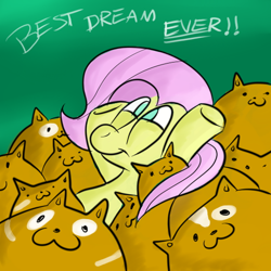 Size: 512x512 | Tagged: safe, fluttershy, cat, pegasus, pony, :3, dream, female, mare