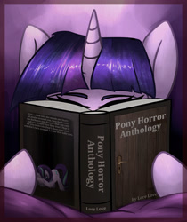 Size: 3551x4229 | Tagged: safe, artist:duop-qoub, starlight glimmer, twilight sparkle, unicorn twilight, pony, unicorn, book, fanfic, fanfic art, fanfic cover, reading, solo, story included