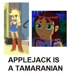 Size: 375x402 | Tagged: safe, applejack, equestria girls, comparison, eqg promo pose set, humanized, starfire, teen titans