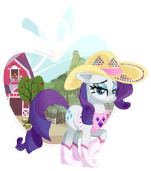 Size: 1509x1710 | Tagged: safe, artist:nabbiekitty, rarity, pony, unicorn, rhinestone rarihick, solo, sweet apple acres