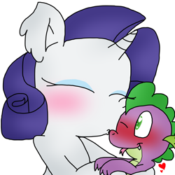 Size: 1024x1024 | Tagged: safe, artist:dreamyluigiofficial, rarity, spike, dragon, pony, unicorn, blushing, female, male, shipping, sparity, straight