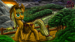 Size: 3840x2160 | Tagged: safe, artist:anttosik, applejack, earth pony, pony, solo