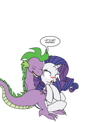 Size: 600x800 | Tagged: safe, artist:dekomaru, rarity, spike, dragon, pony, unicorn, female, male, shipping, sparity, straight, tumblr:ask twixie