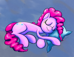 Size: 2000x1545 | Tagged: safe, artist:meatmcfist, pinkie pie, earth pony, pony, pillow, sleeping, solo